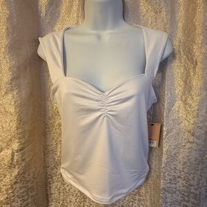 Chic White Ruched Tank Top